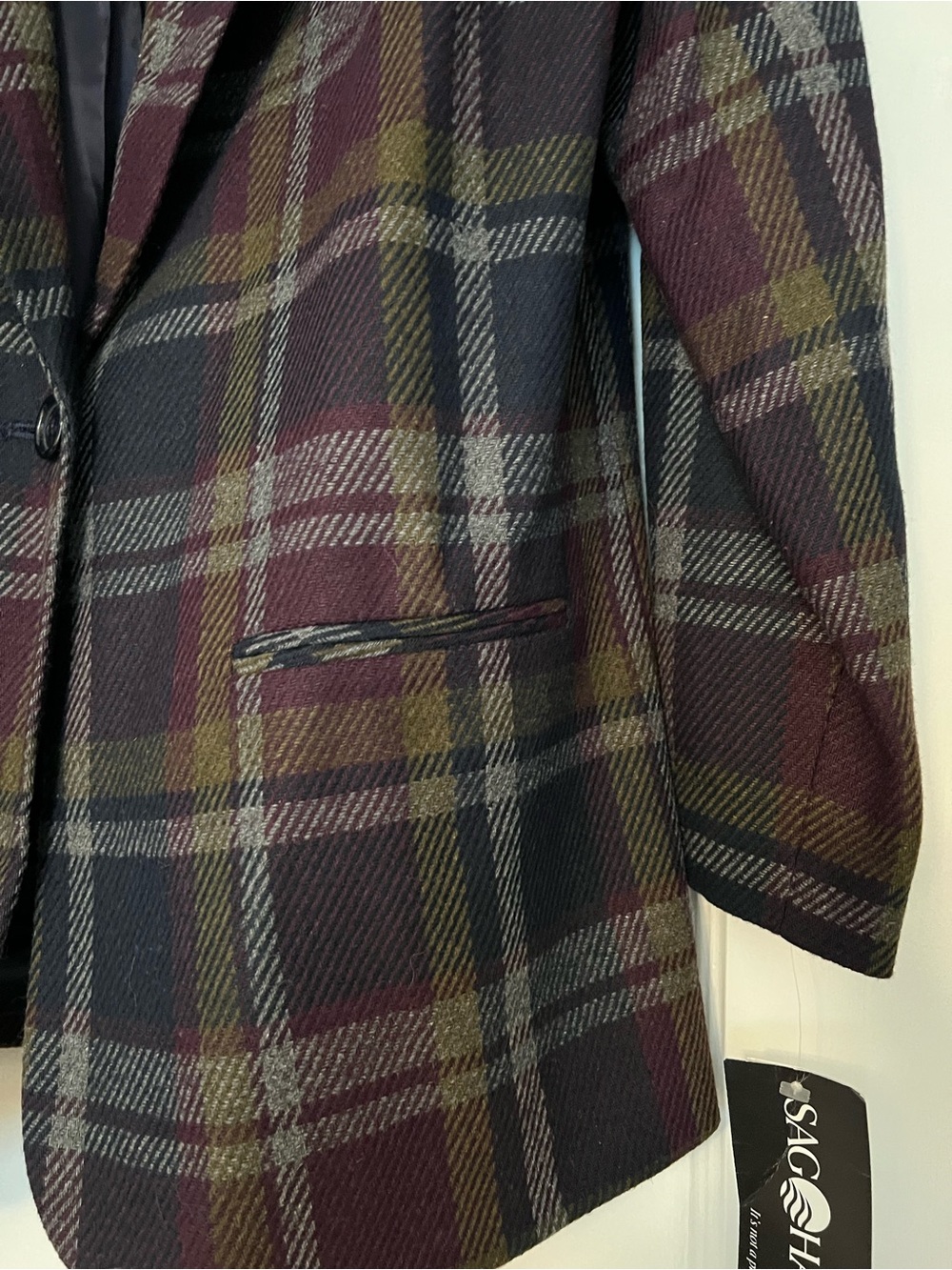 Sag Harbor Plaid Wool Blend Blazer Size 14 NWT Equestrian Old Money - Picture 3 of 7